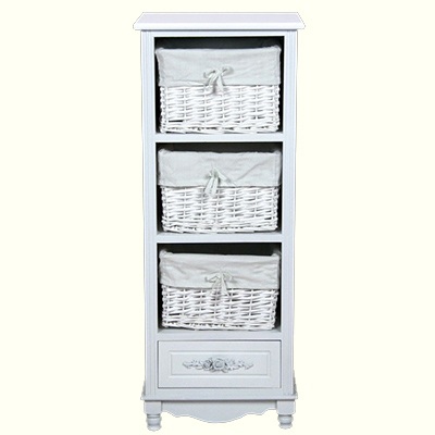 White Cabinet With With 1 Drawer & 3 Baskets
